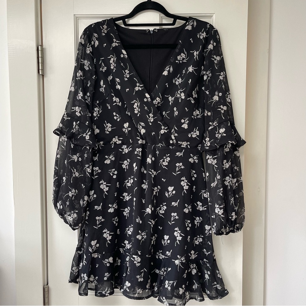 Nordstrom Black and White Floral Mini Dress
